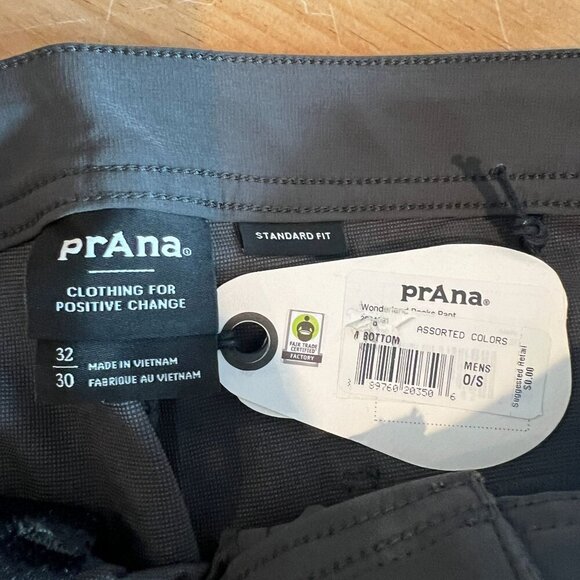 **SOLD PrAna Wonderland Rocks Men's Breathable Woven Pant 32"W 30"L in Dark Iron - Picture 6 of 9